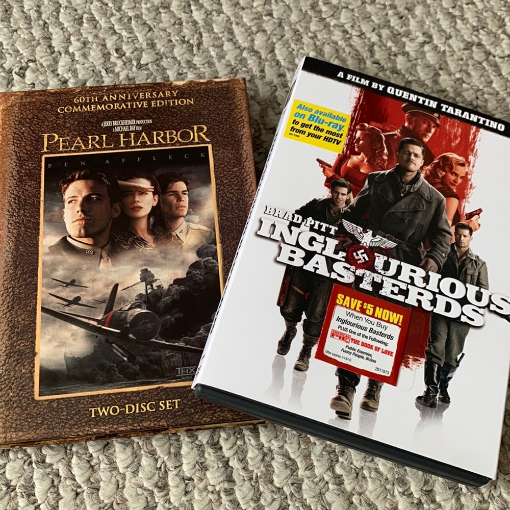 Pearl Harbor and Inglorious Bastards dvds